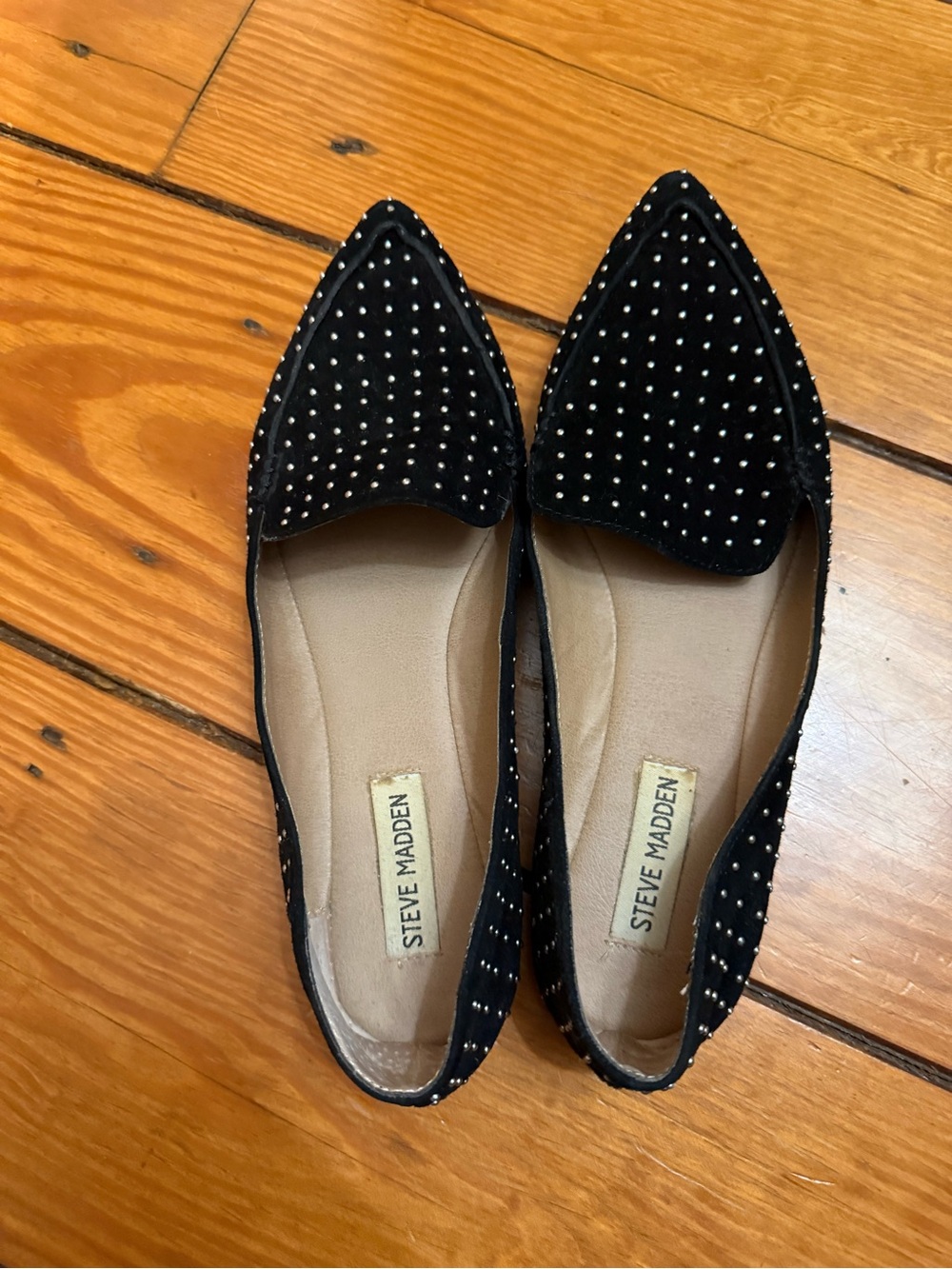 Steve Madden Black Studded Pointed Flats